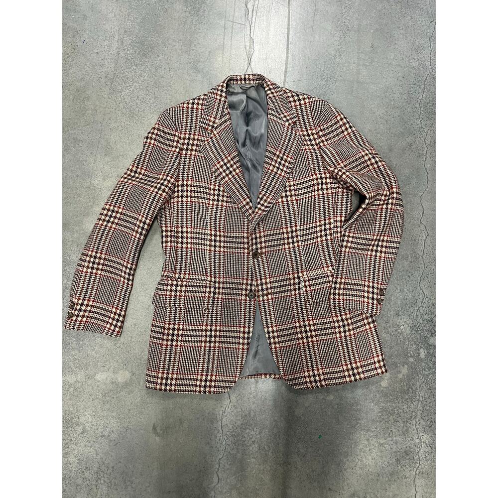 Burberry Red and Black Plaid Blazer